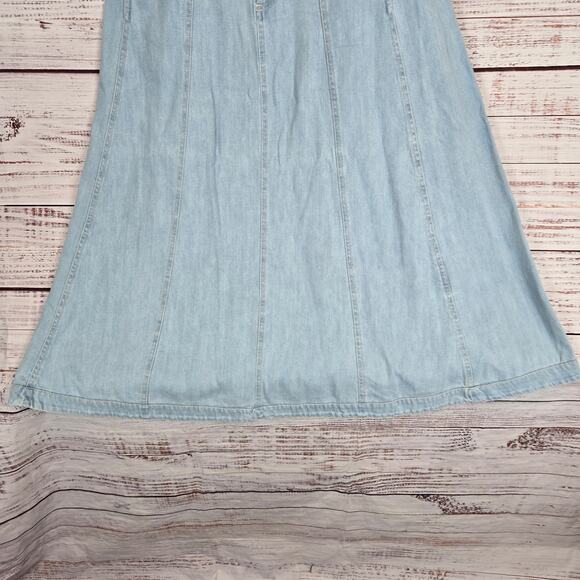 Zara Jean Maxi Skirt XL Light Blue Denim Pockets Zip Closure Minimalist Casual - Picture 5 of 14